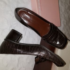 Bandolino Dark Brown Croc Loafers Leather